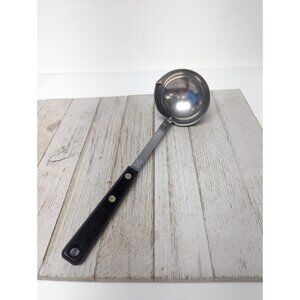Vintage Ekco Forge Ladle Stainless Steel Black Handle Brass Rivets 11"